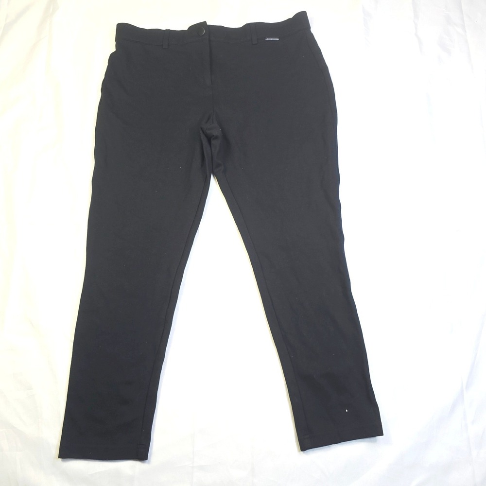 Mario Serrani Women's Large Tapered Dress Pants Black Stretch Flat Front V29